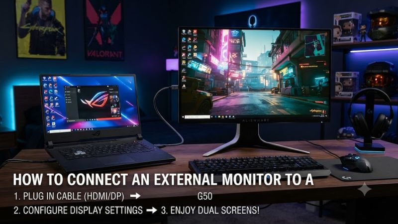 How to connect an external monitor to a laptop
