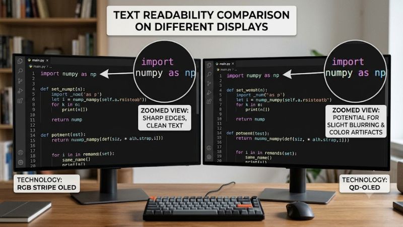 RGB stripe OLED vs QD OLED text clarity